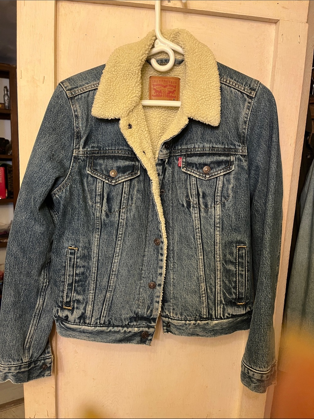 Levi's Denim Trucker Jacket with Cream Sherpa Collar